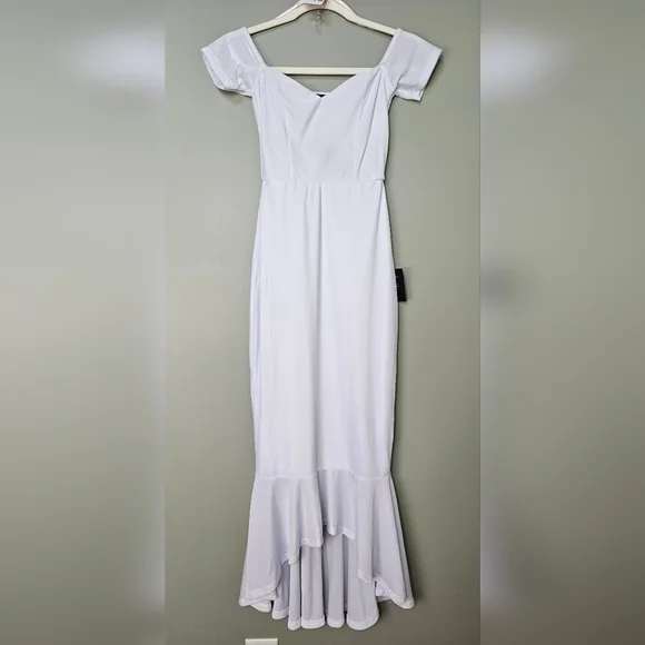 Lulus How Much I Care White Velvet Off-the-Shoulder Midi Dress, Size XS - Picture 8 of 11